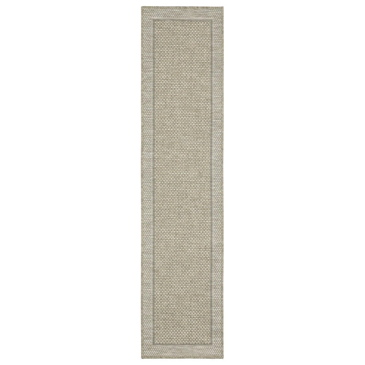 Tortuga Solid Border Beige Wool Look Indoor Outdoor Rug - Tortuga TR06A #_shape=Runner