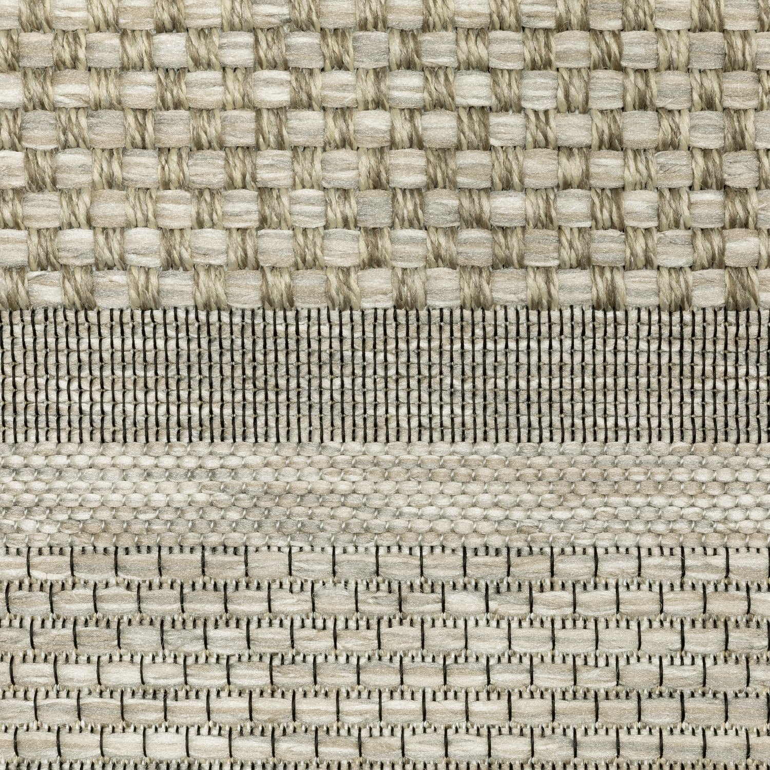 Tortuga Solid Border Beige Wool Look Indoor Outdoor Rug - Tortuga TR06A