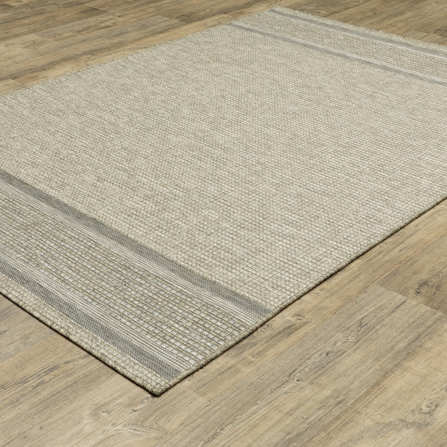 Tortuga Banded Beige Wool Look Indoor Outdoor Rug - Tortuga TR07A