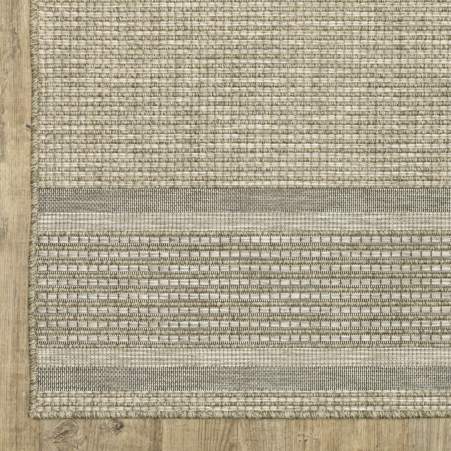 Tortuga Banded Beige Wool Look Indoor Outdoor Rug - Tortuga TR07A