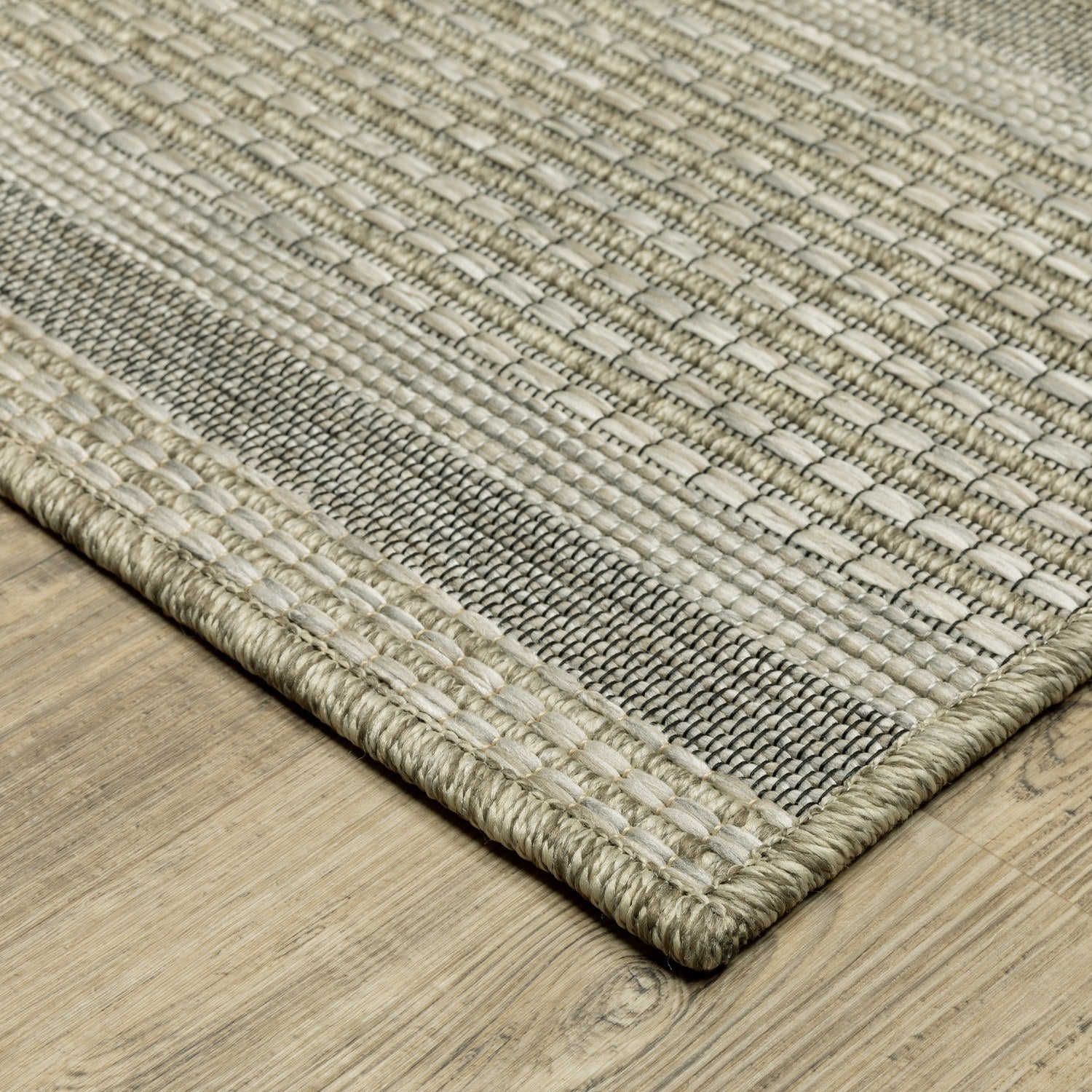 Tortuga Banded Beige Wool Look Indoor Outdoor Rug - Tortuga TR07A