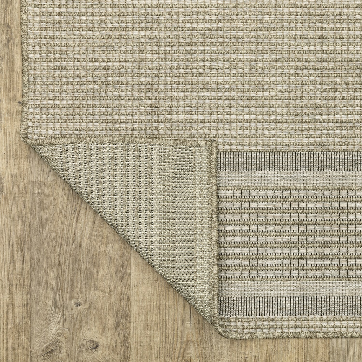 Tortuga Banded Beige Wool Look Indoor Outdoor Rug - Tortuga TR07A