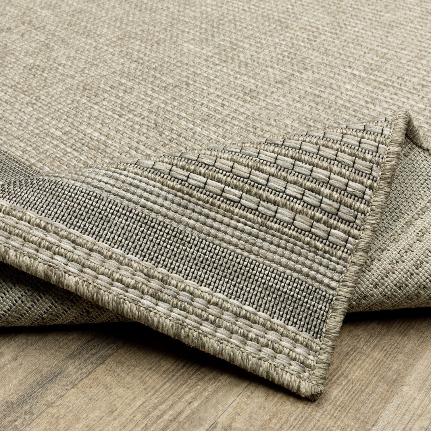 Tortuga Banded Beige Wool Look Indoor Outdoor Rug - Tortuga TR07A