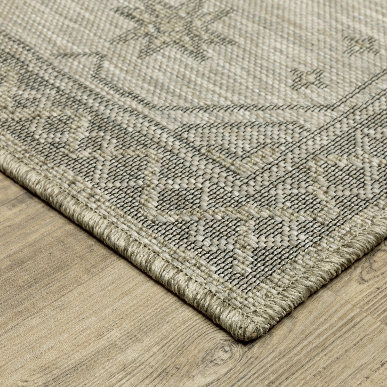 Tortuga Tribal Medallion Beige Wool Look Indoor Outdoor Rug - Tortuga TR08A