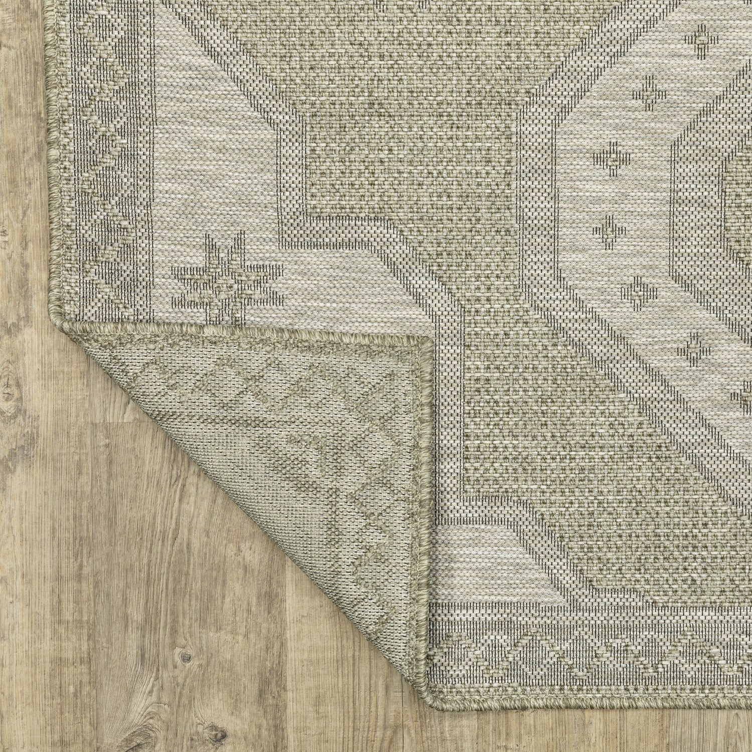 Tortuga Tribal Medallion Beige Wool Look Indoor Outdoor Rug - Tortuga TR08A