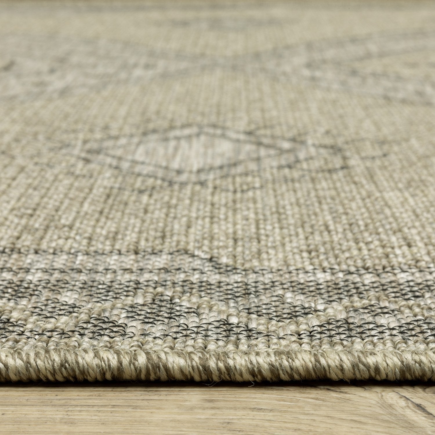 Tortuga Tribal Medallion Beige Wool Look Indoor Outdoor Rug - Tortuga TR08A