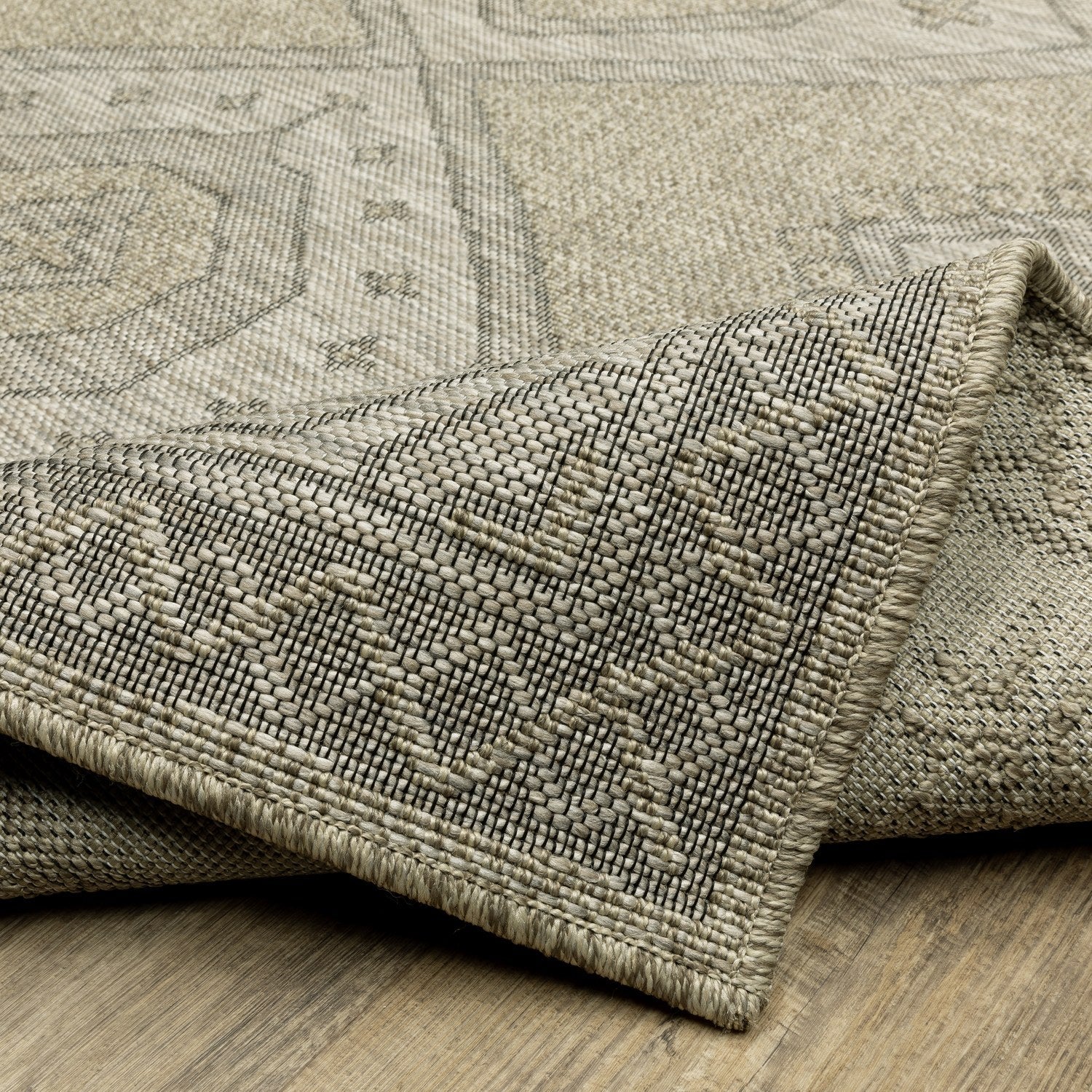 Tortuga Tribal Medallion Beige Wool Look Indoor Outdoor Rug - Tortuga TR08A