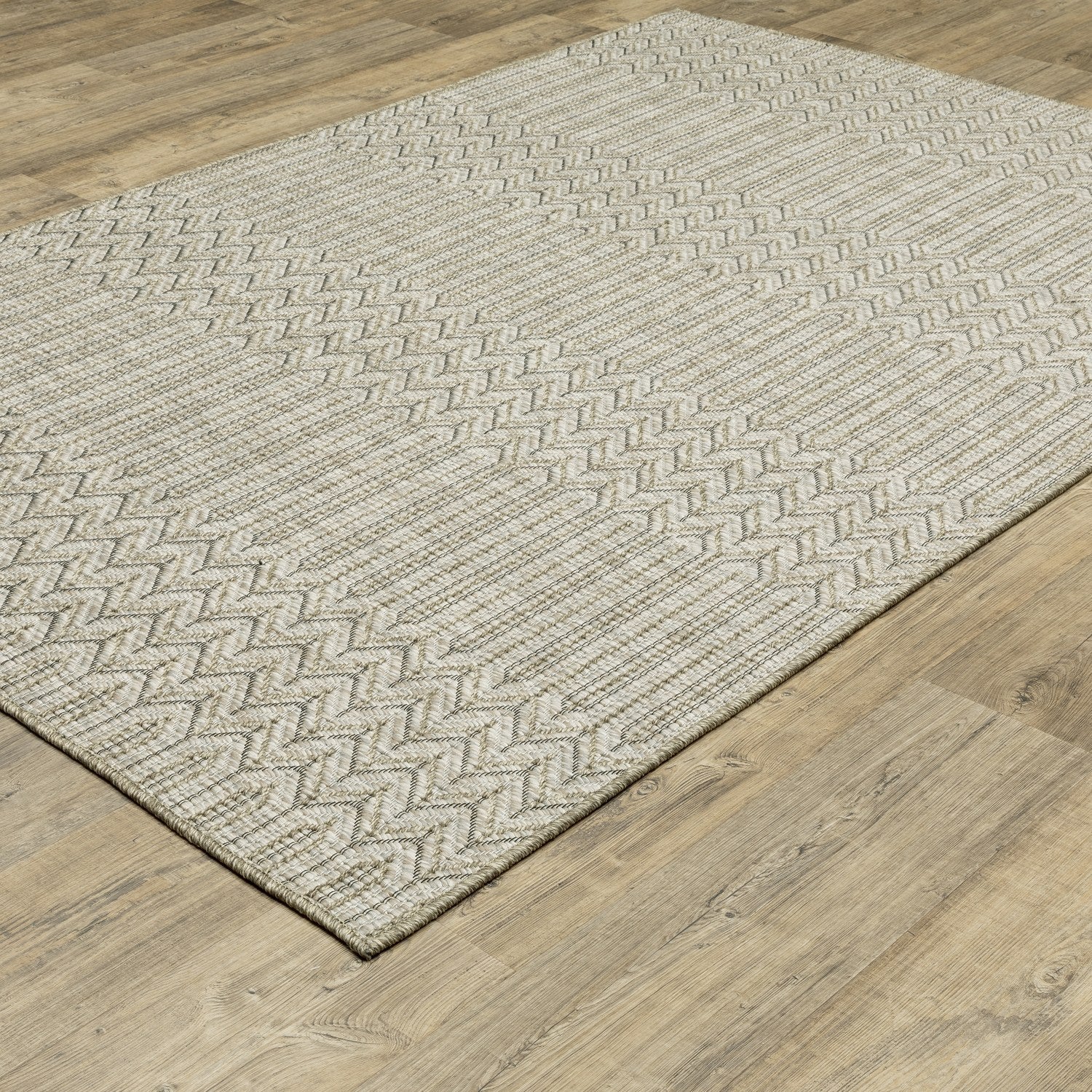 Tortuga Herringbone Beige Wool Look Indoor Outdoor Rug - Tortuga TR09A