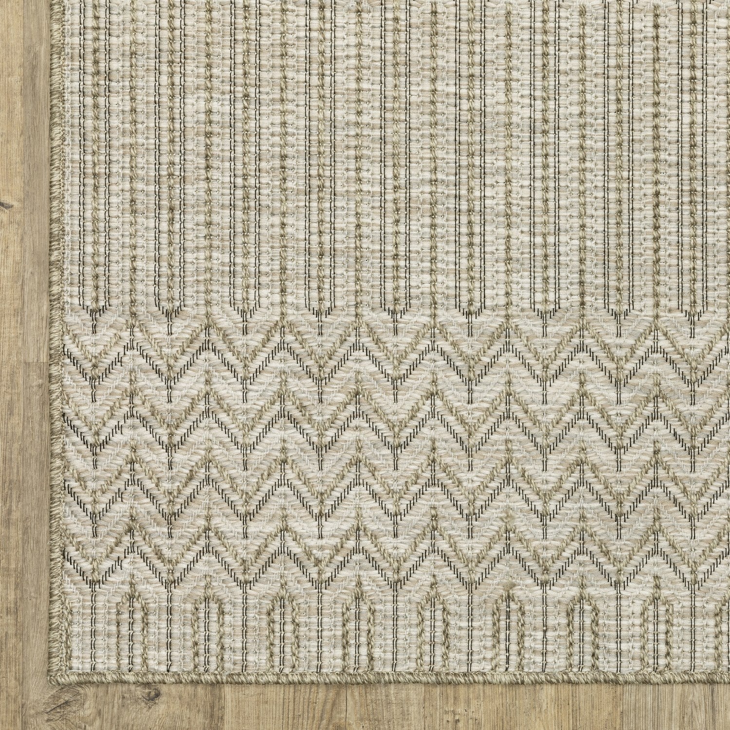 Tortuga Herringbone Beige Wool Look Indoor Outdoor Rug - Tortuga TR09A