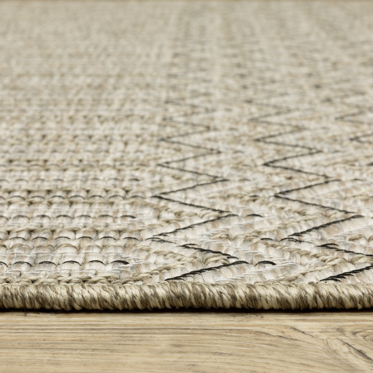 Tortuga Herringbone Beige Wool Look Indoor Outdoor Rug - Tortuga TR09A