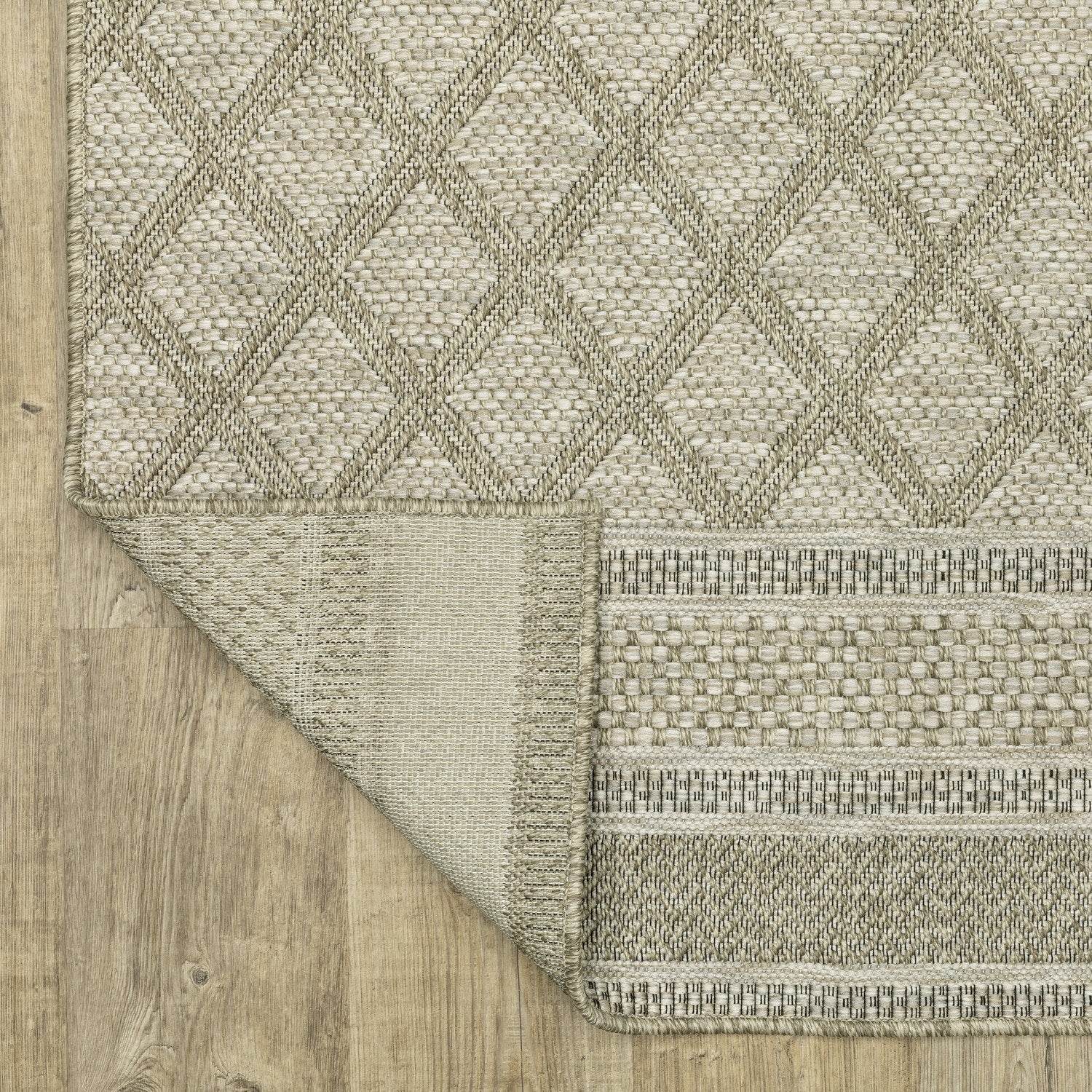Tortuga Lattice Beige Wool Look Indoor Outdoor Rug - Tortuga TR10A