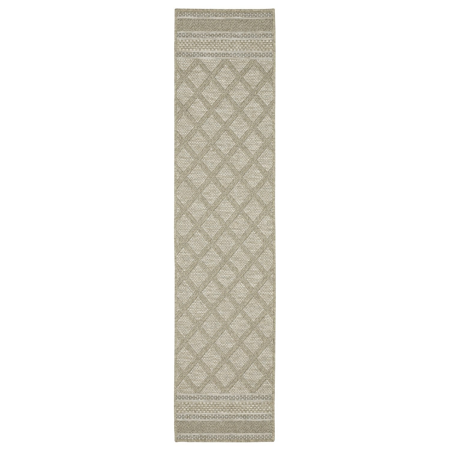 Tortuga Lattice Beige Wool Look Indoor Outdoor Rug - Tortuga TR10A #_shape=Runner