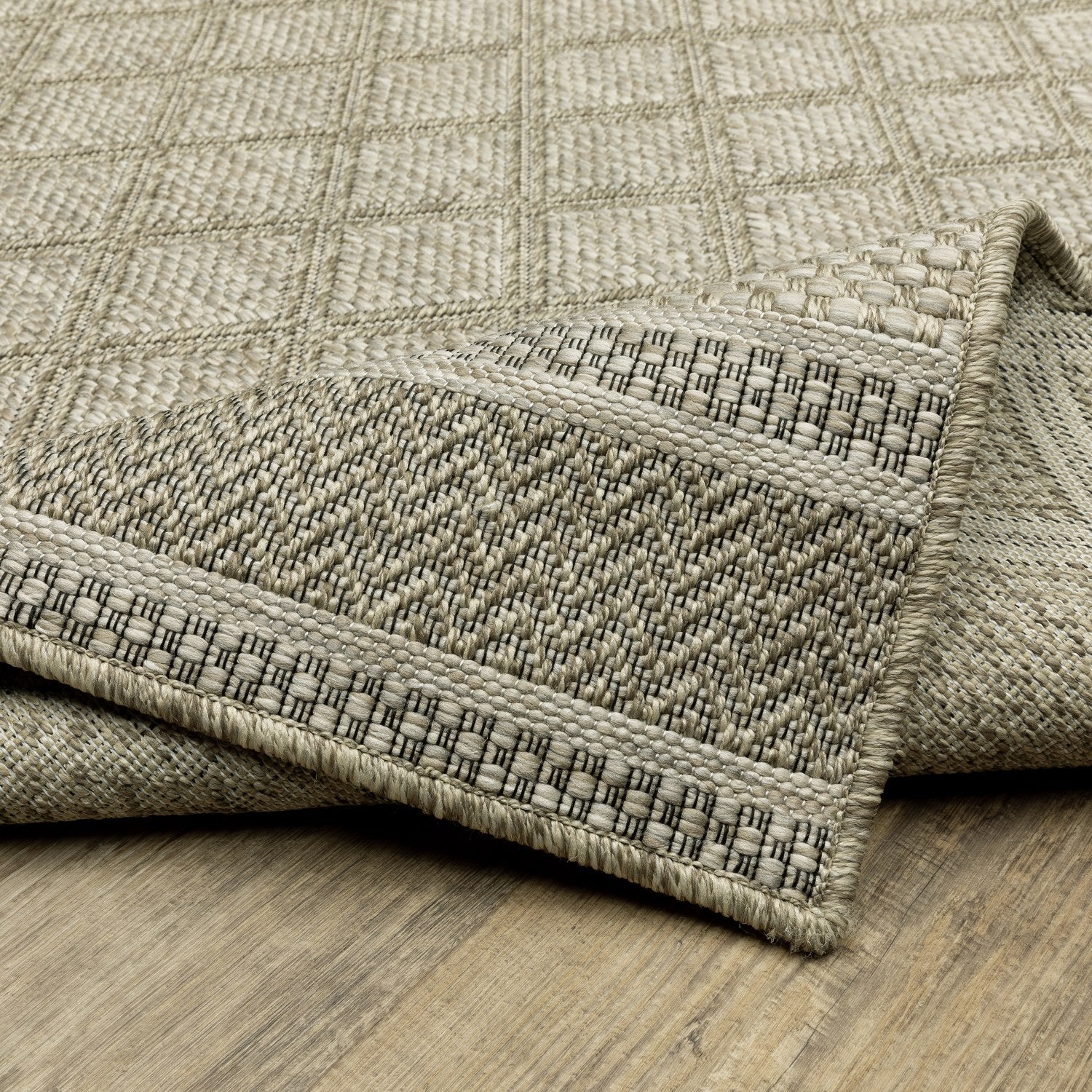 Tortuga Lattice Beige Wool Look Indoor Outdoor Rug - Tortuga TR10A