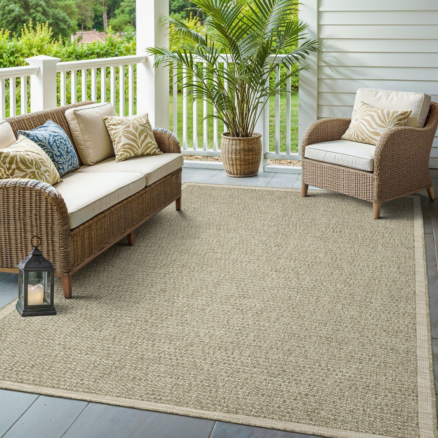 Tortuga Solid Light Brown Wool Look Indoor Outdoor Rug - Tortuga TR12A