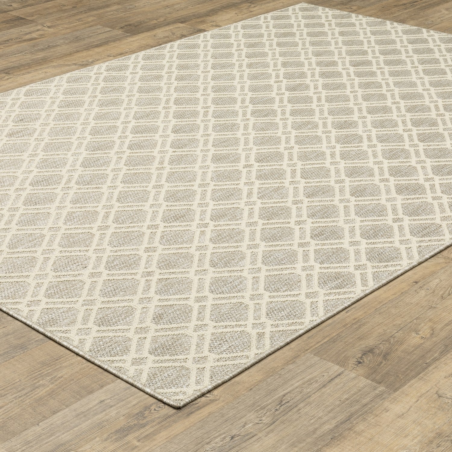 Zarina Diamond Trellis Ivory Jute Look Indoor Outdoor Rug - Zarina ZAR01