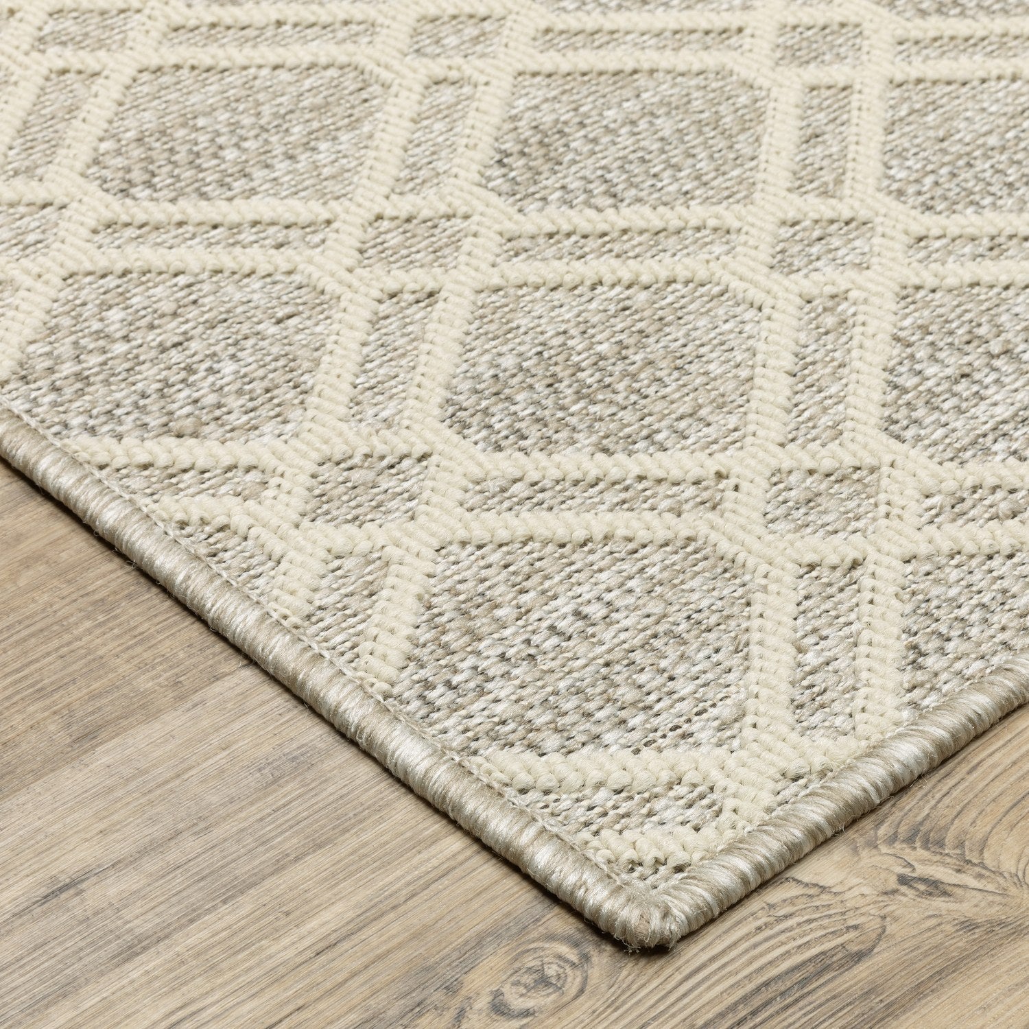 Zarina Diamond Trellis Ivory Jute Look Indoor Outdoor Rug - Zarina ZAR01