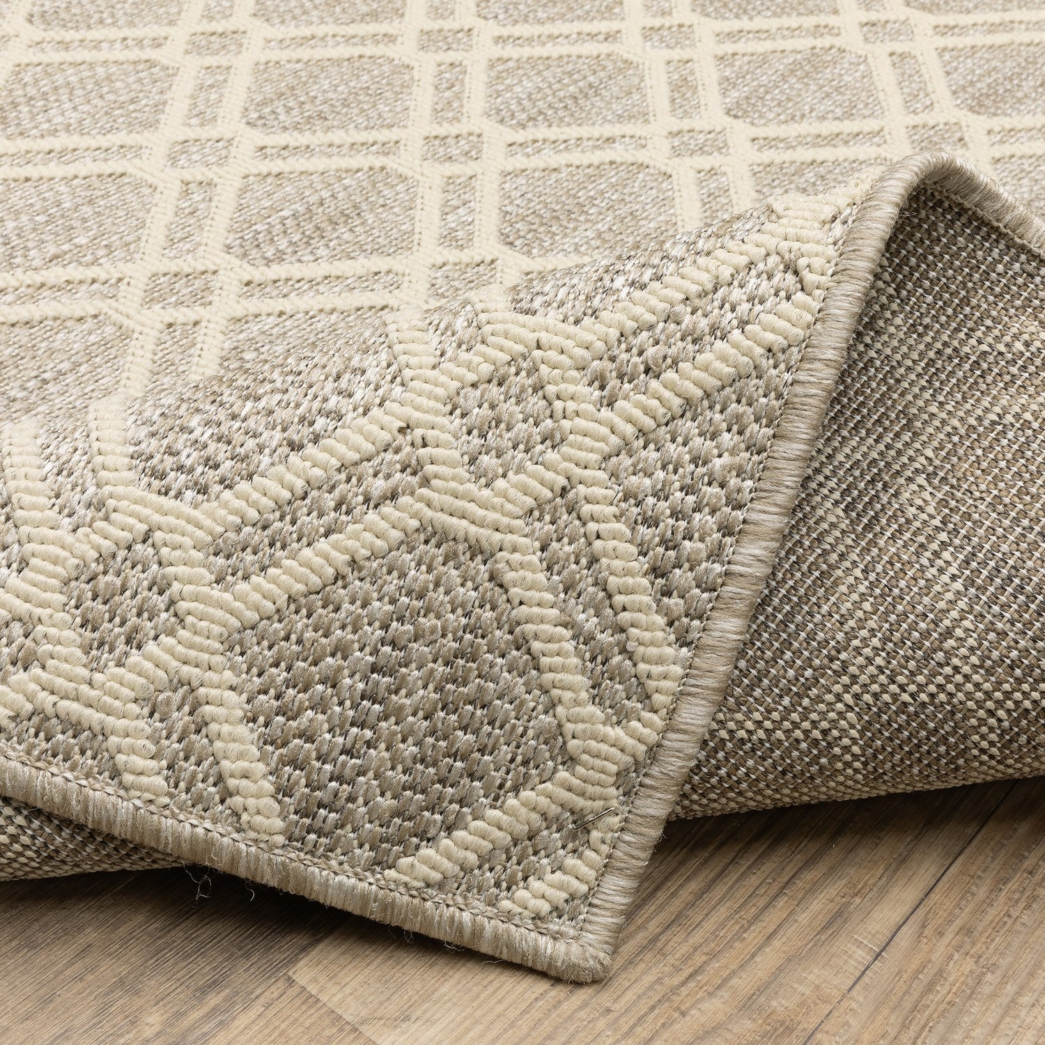 Zarina Diamond Trellis Ivory Jute Look Indoor Outdoor Rug - Zarina ZAR01