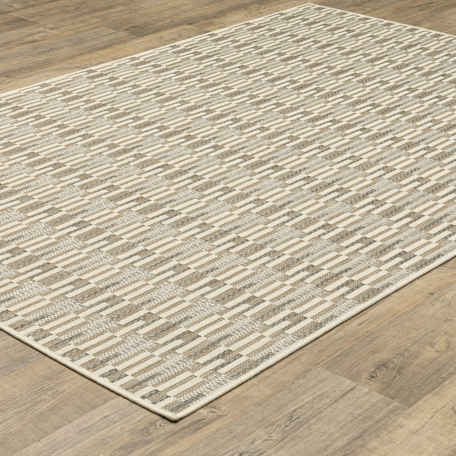 Zarina Dash Stripe Beige Jute Look Indoor Outdoor Rug - Zarina ZAR03