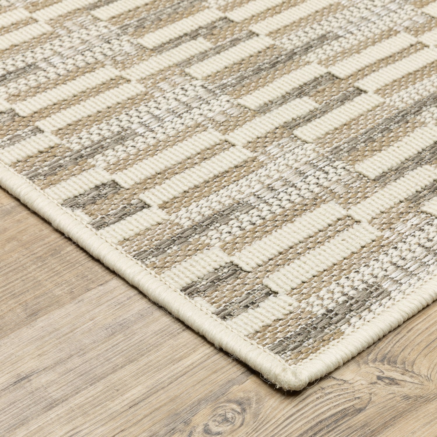 Zarina Dash Stripe Beige Jute Look Indoor Outdoor Rug - Zarina ZAR03