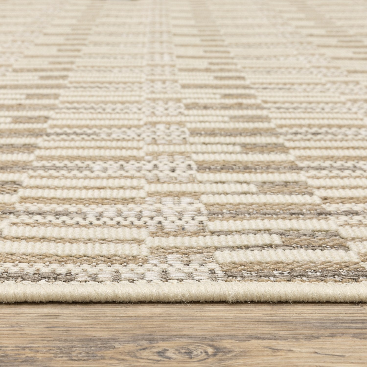 Zarina Dash Stripe Beige Jute Look Indoor Outdoor Rug - Zarina ZAR03
