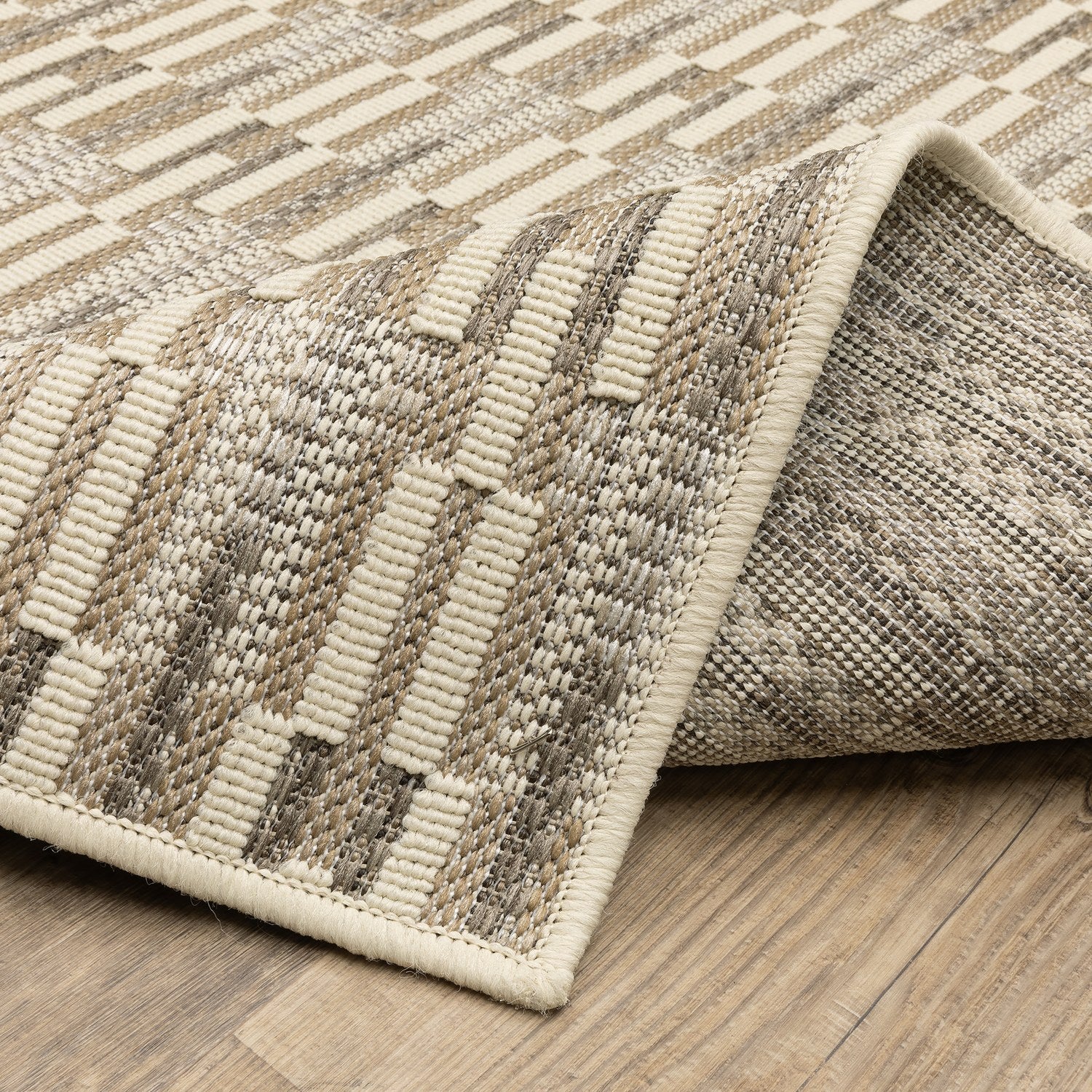 Zarina Dash Stripe Beige Jute Look Indoor Outdoor Rug - Zarina ZAR03