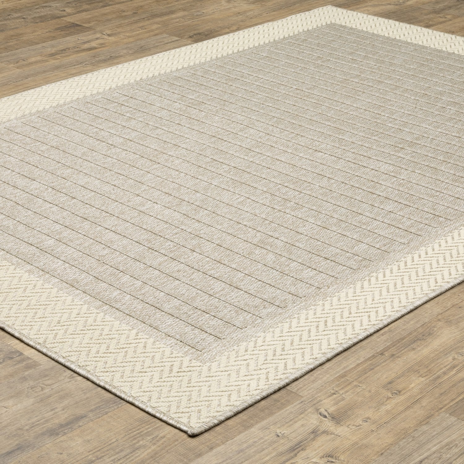 Zarina Bordered Tan Jute Look Indoor Outdoor Rug - Zarina ZAR05