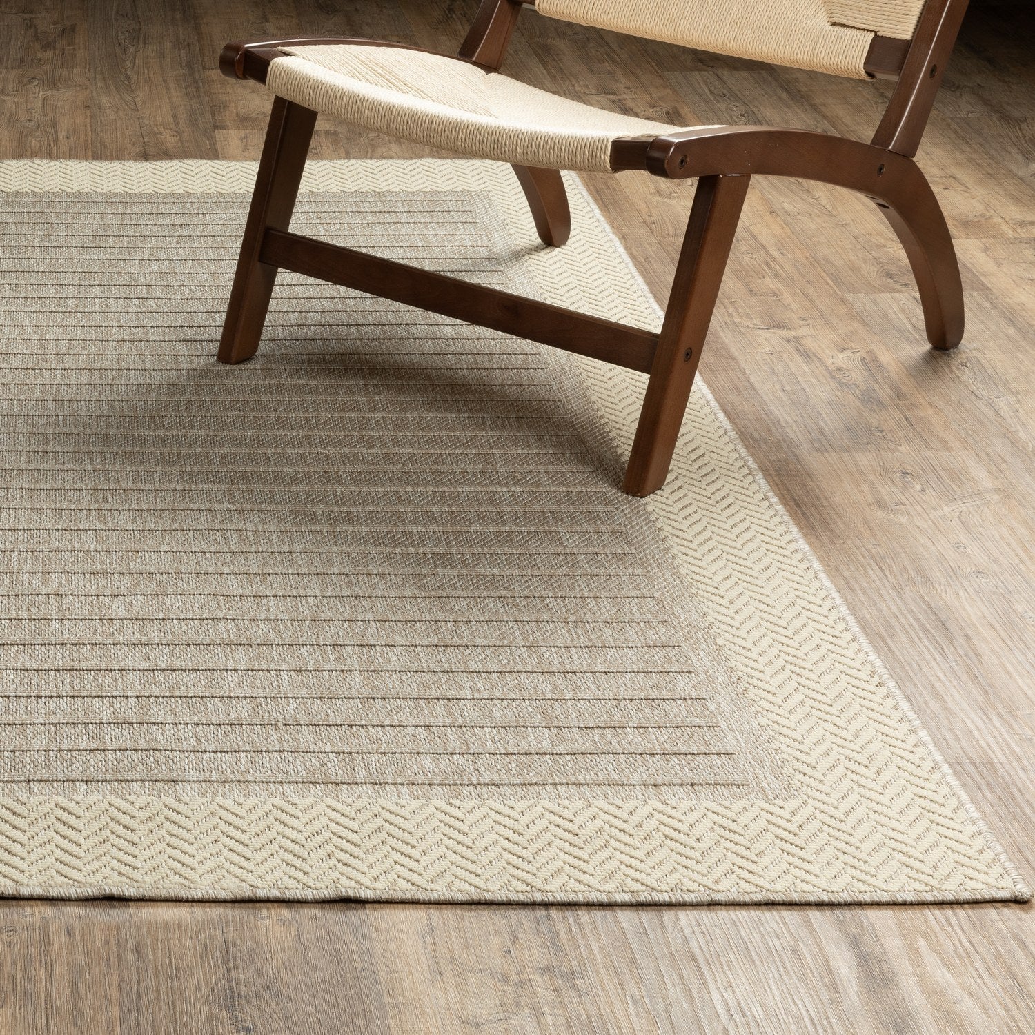 Zarina Bordered Tan Jute Look Indoor Outdoor Rug - Zarina ZAR05
