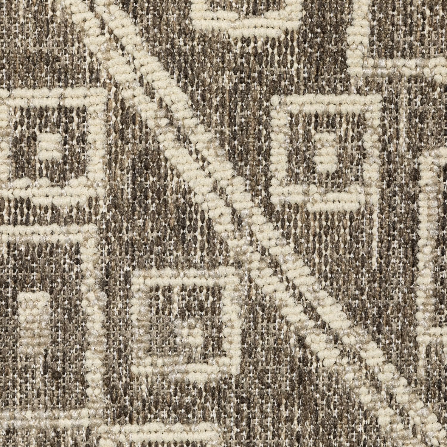 Zarina Tribal Geometric Brown Jute Look Indoor Outdoor Rug - Zarina ZAR07