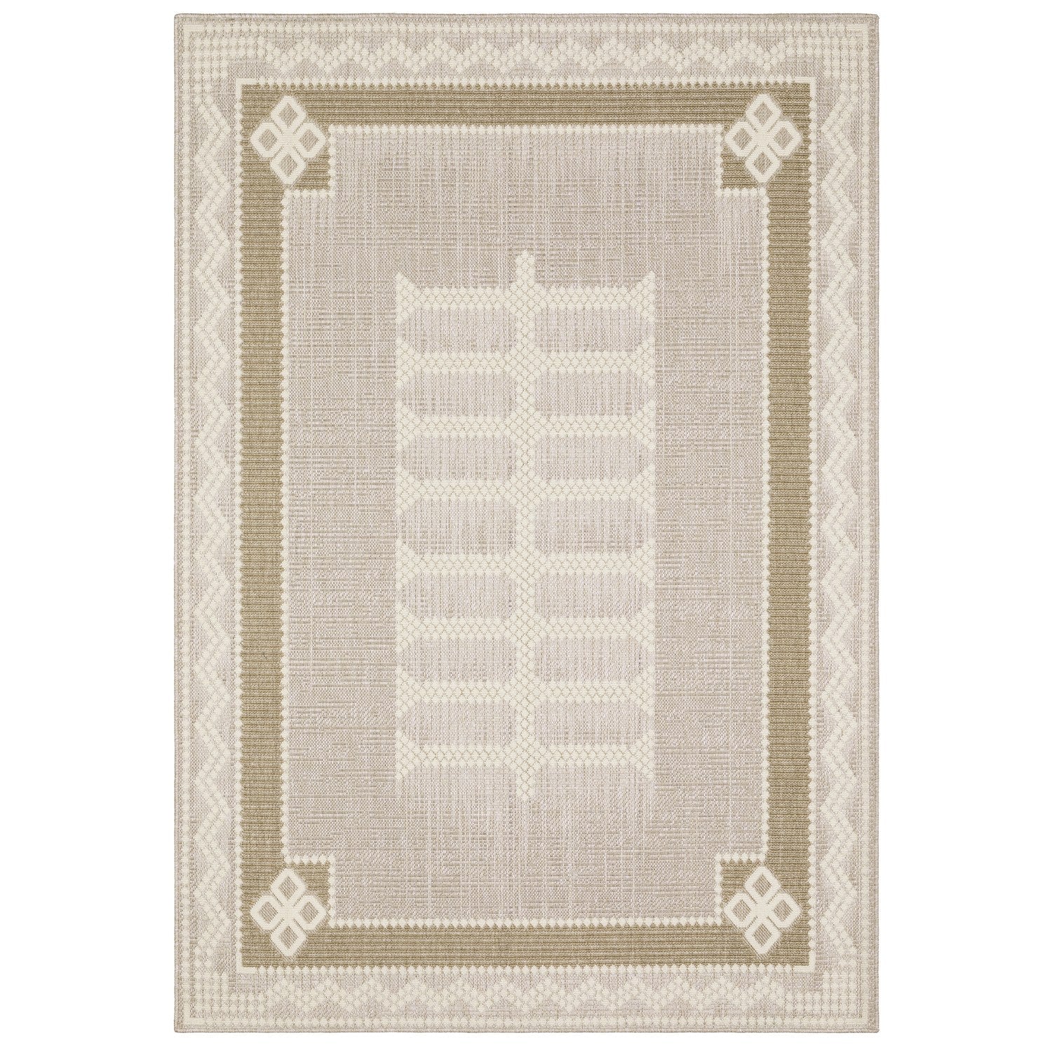 Zarina Heritage Border Beige Jute Look Indoor Outdoor Rug - Zarina ZAR08 #_shape=Rectangle #_shape=Runner