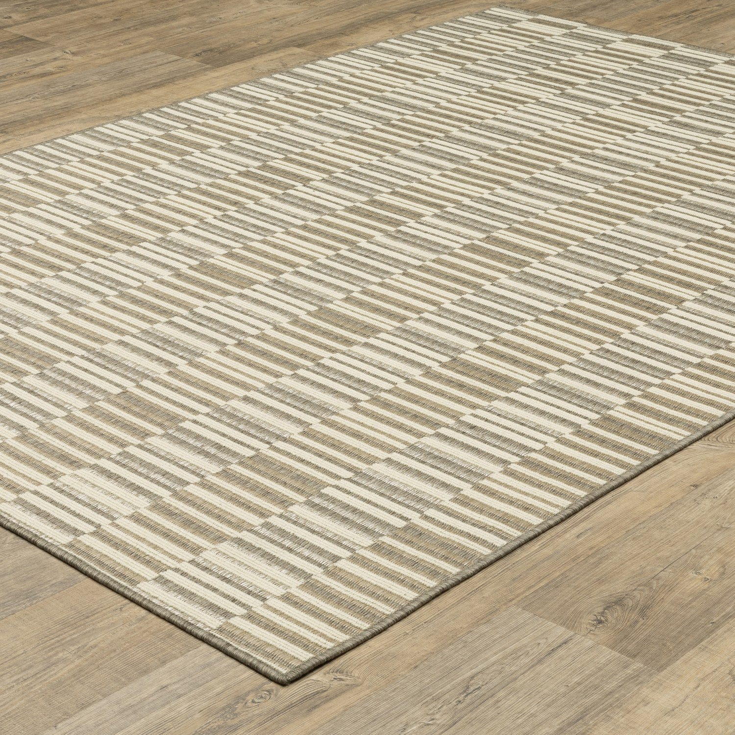 Zarina Woven Blocks Tan Jute Look Indoor Outdoor Rug - Zarina ZAR10