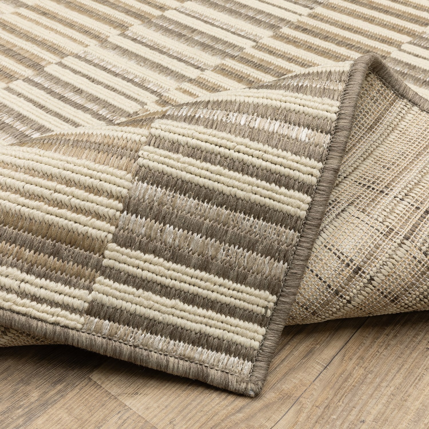 Zarina Woven Blocks Tan Jute Look Indoor Outdoor Rug - Zarina ZAR10