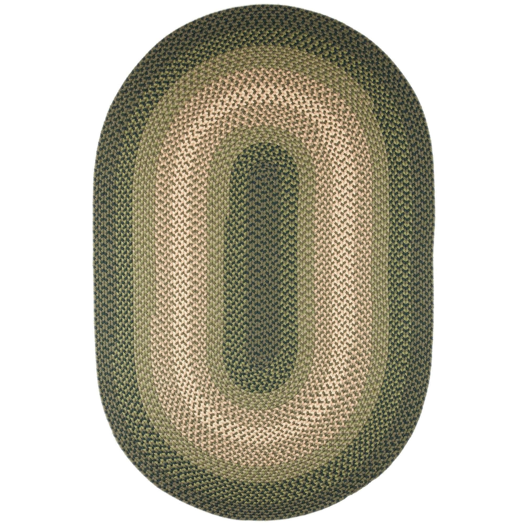 Pinecrest Rustic Bordered Braided Rug -Green