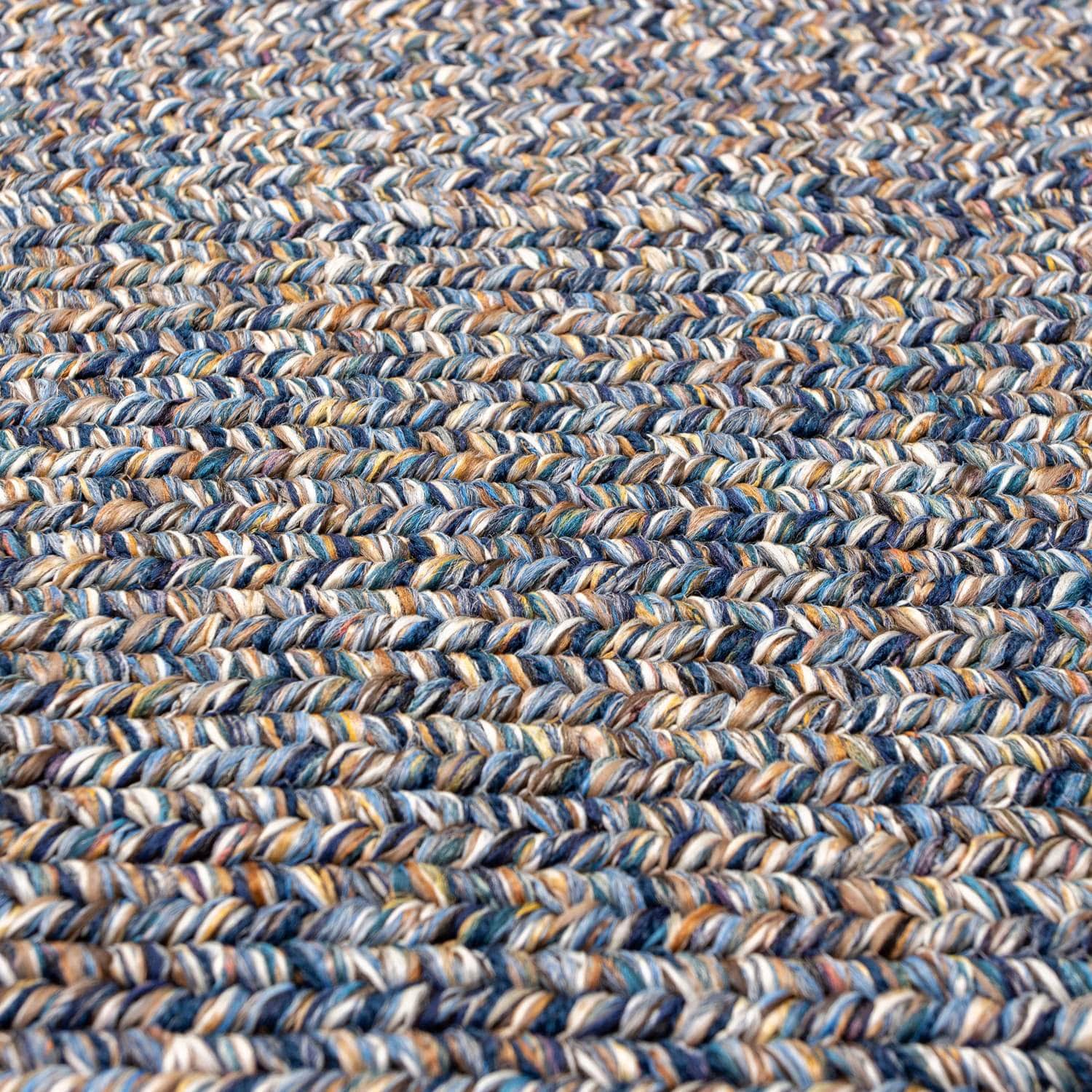 Blue Farmhouse Rug - Washable Indoor/Outdoor -Primitive Braided Rugs - Made in USA