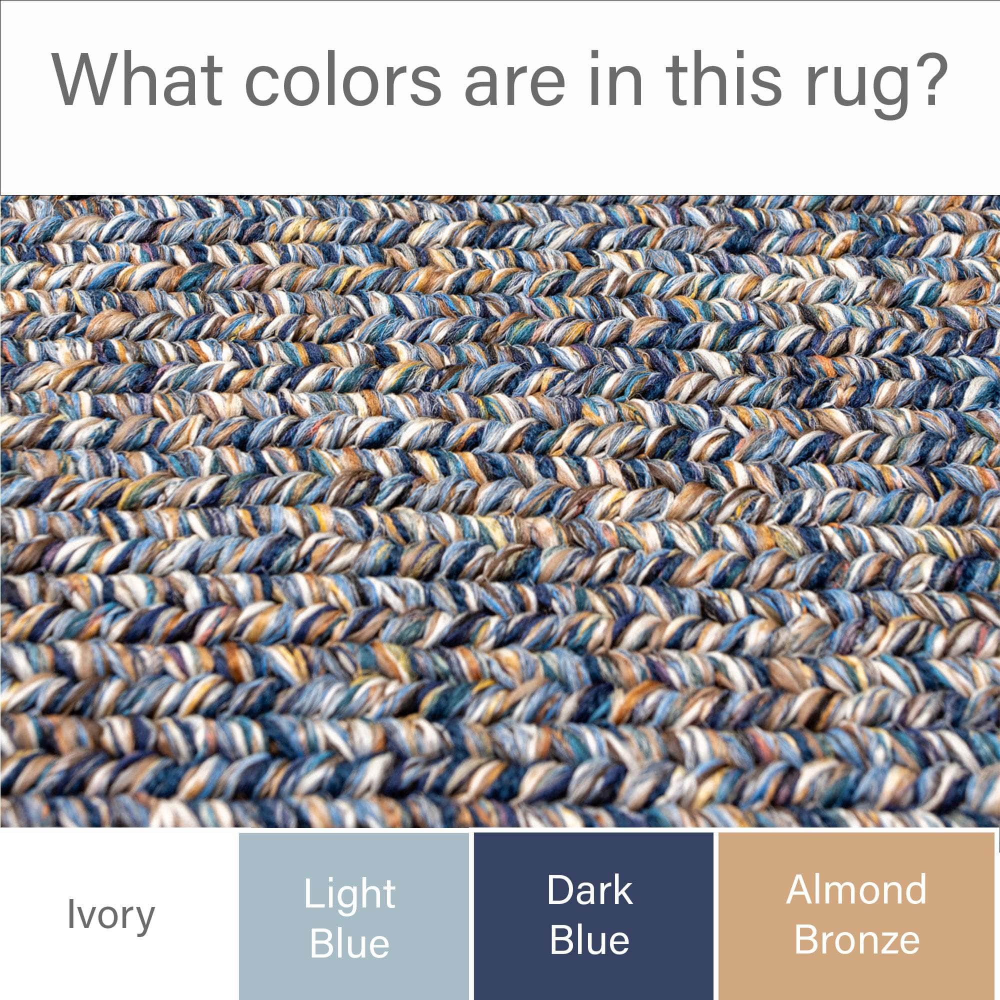 Blue Farmhouse Rug - Washable Indoor/Outdoor -Primitive Braided Rugs - Made in USA