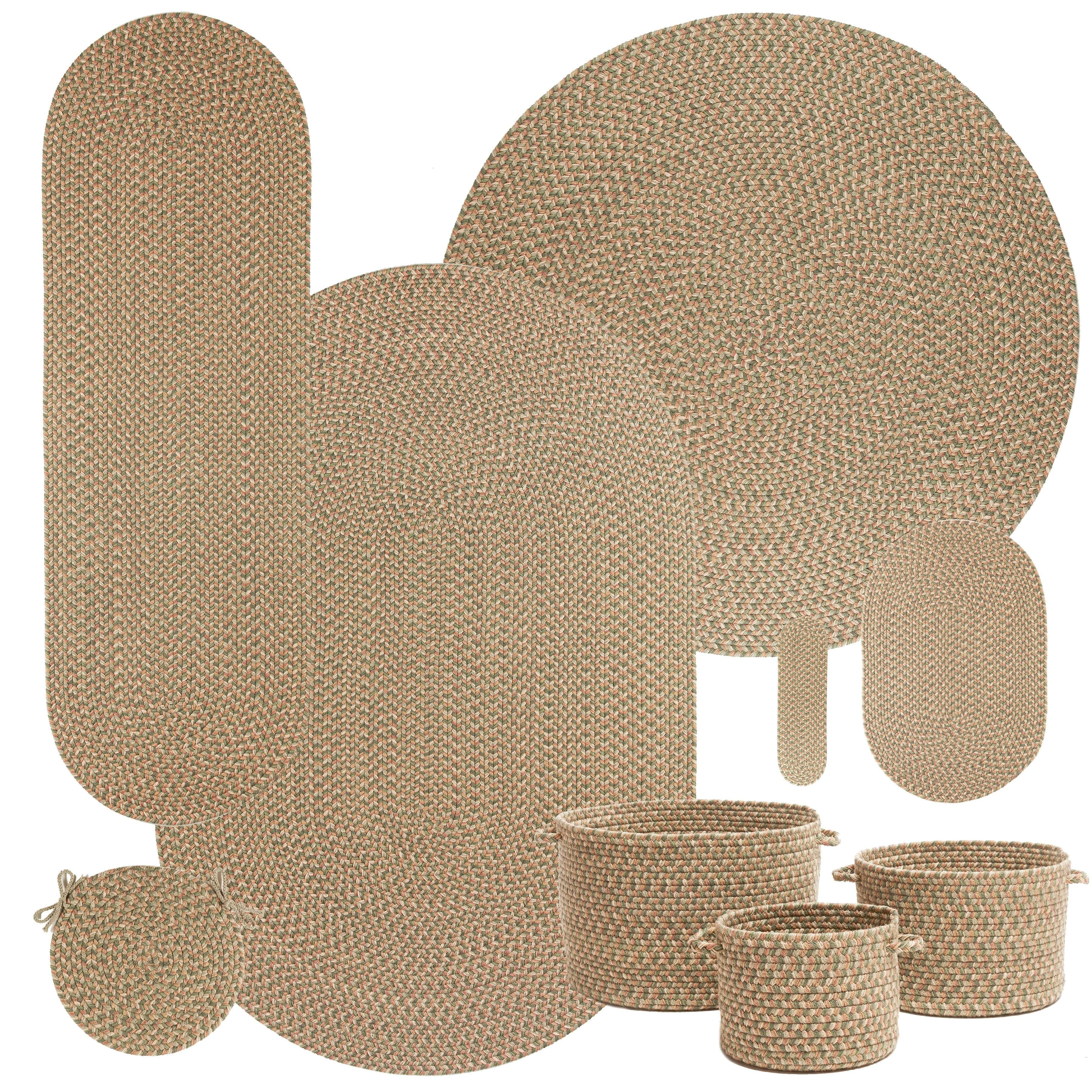 Green & Beige Outdoor Braided Rug - Sanibel Tweed Braided Rug