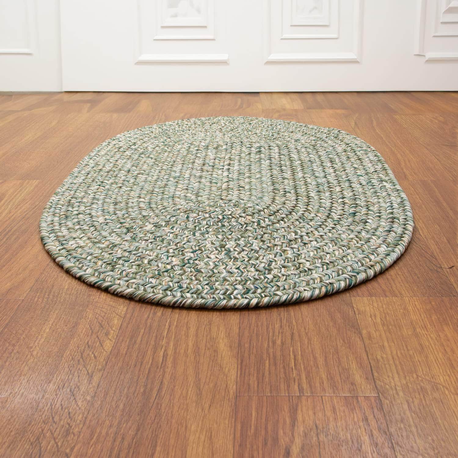 Green Farmhouse Rug - Washable Indoor/Outdoor -Primitive Braided Rugs - Made in USA