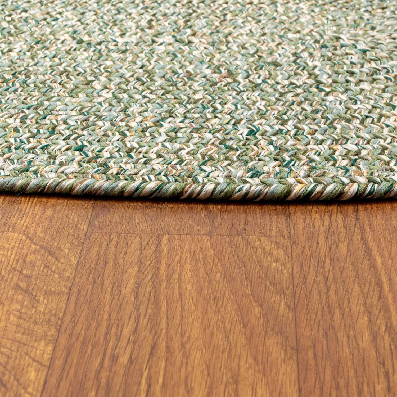 Green Farmhouse Rug - Washable Indoor/Outdoor -Primitive Braided Rugs - Made in USA