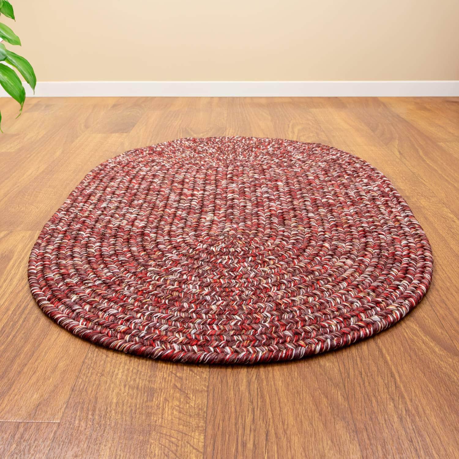 Red Farmhouse Rug - Washable Indoor/Outdoor -Primitive Braided Rugs - Made in USA