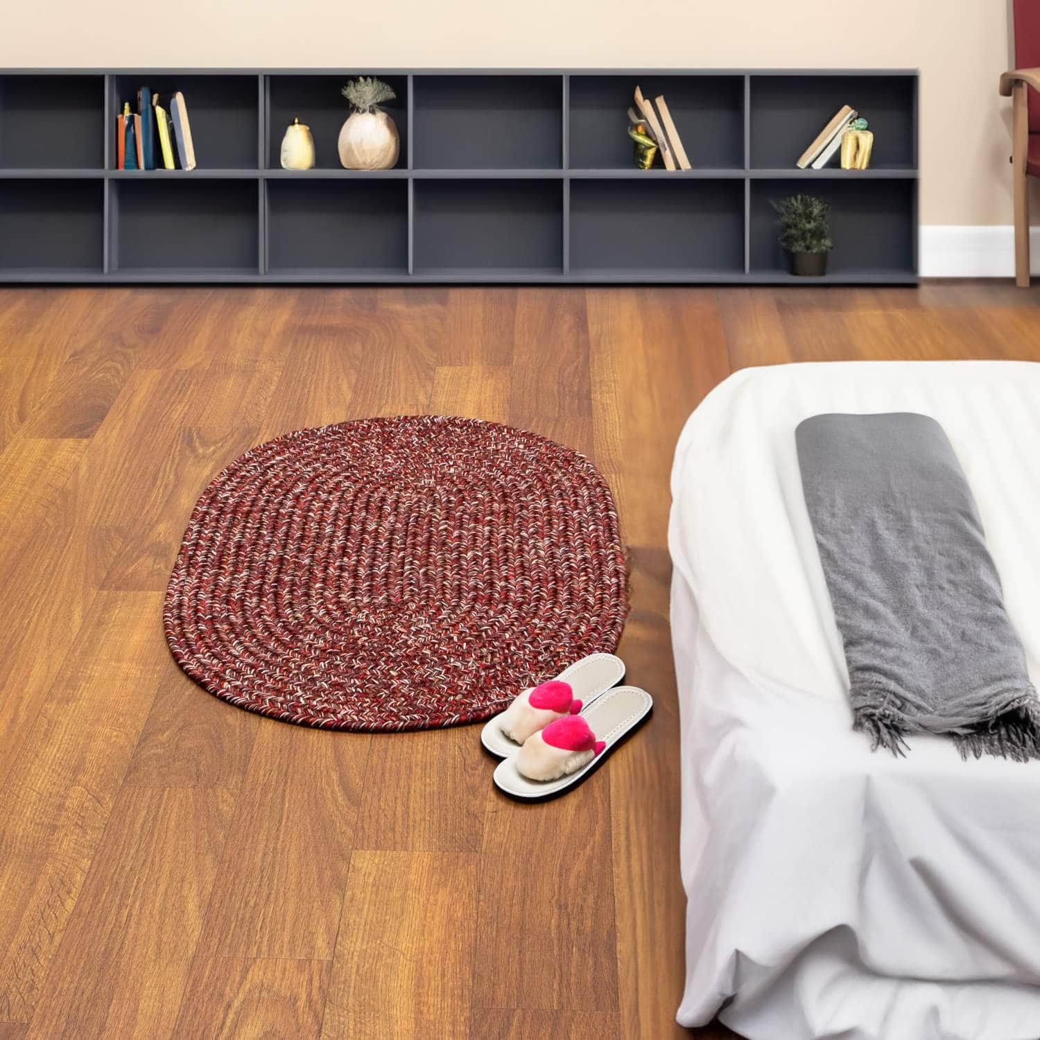 Red Farmhouse Rug - Washable Indoor/Outdoor -Primitive Braided Rugs - Made in USA