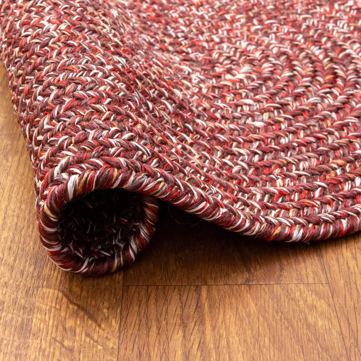 Red Farmhouse Rug - Washable Indoor/Outdoor -Primitive Braided Rugs - Made in USA