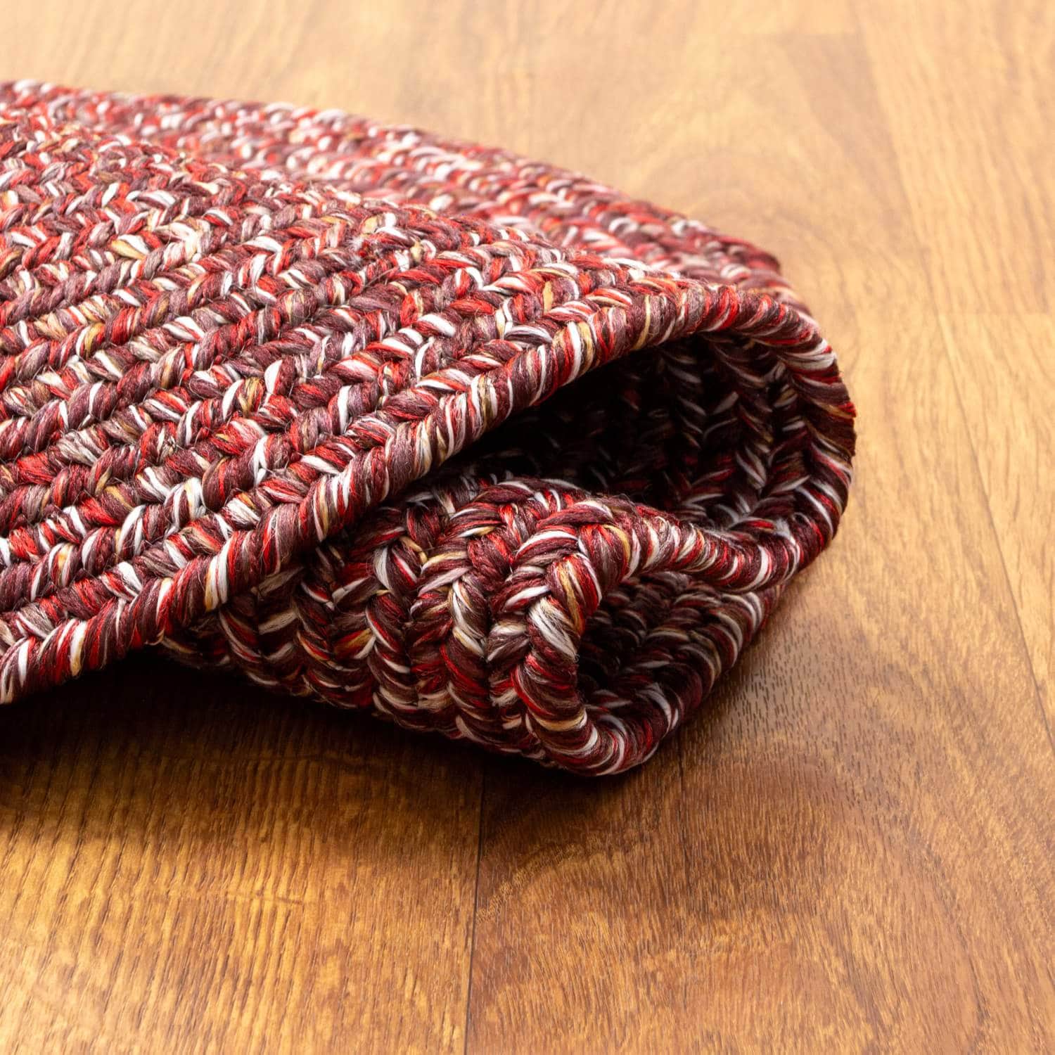 Red Farmhouse Rug - Washable Indoor/Outdoor -Primitive Braided Rugs - Made in USA