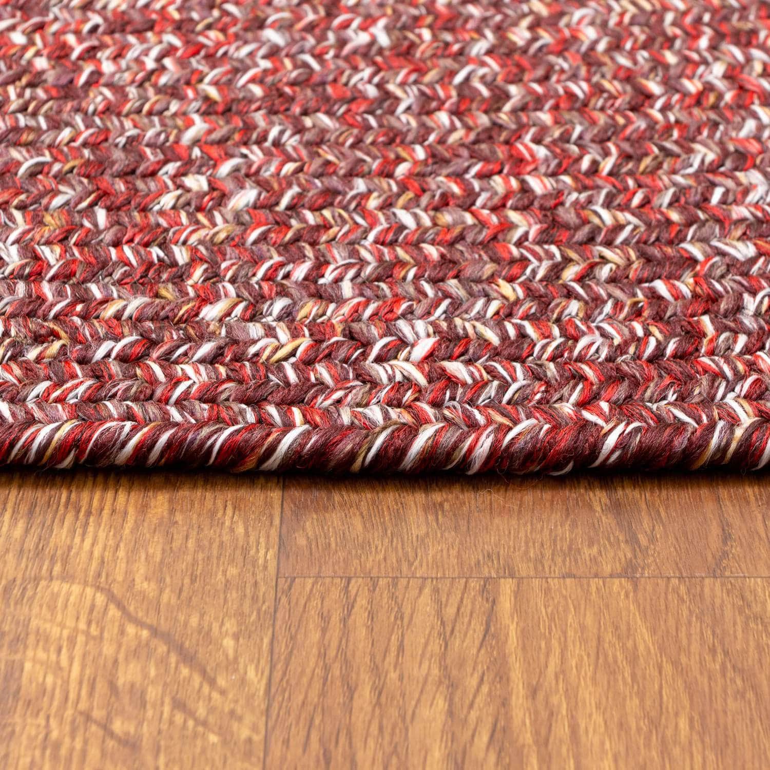 Red Farmhouse Rug - Washable Indoor/Outdoor -Primitive Braided Rugs - Made in USA