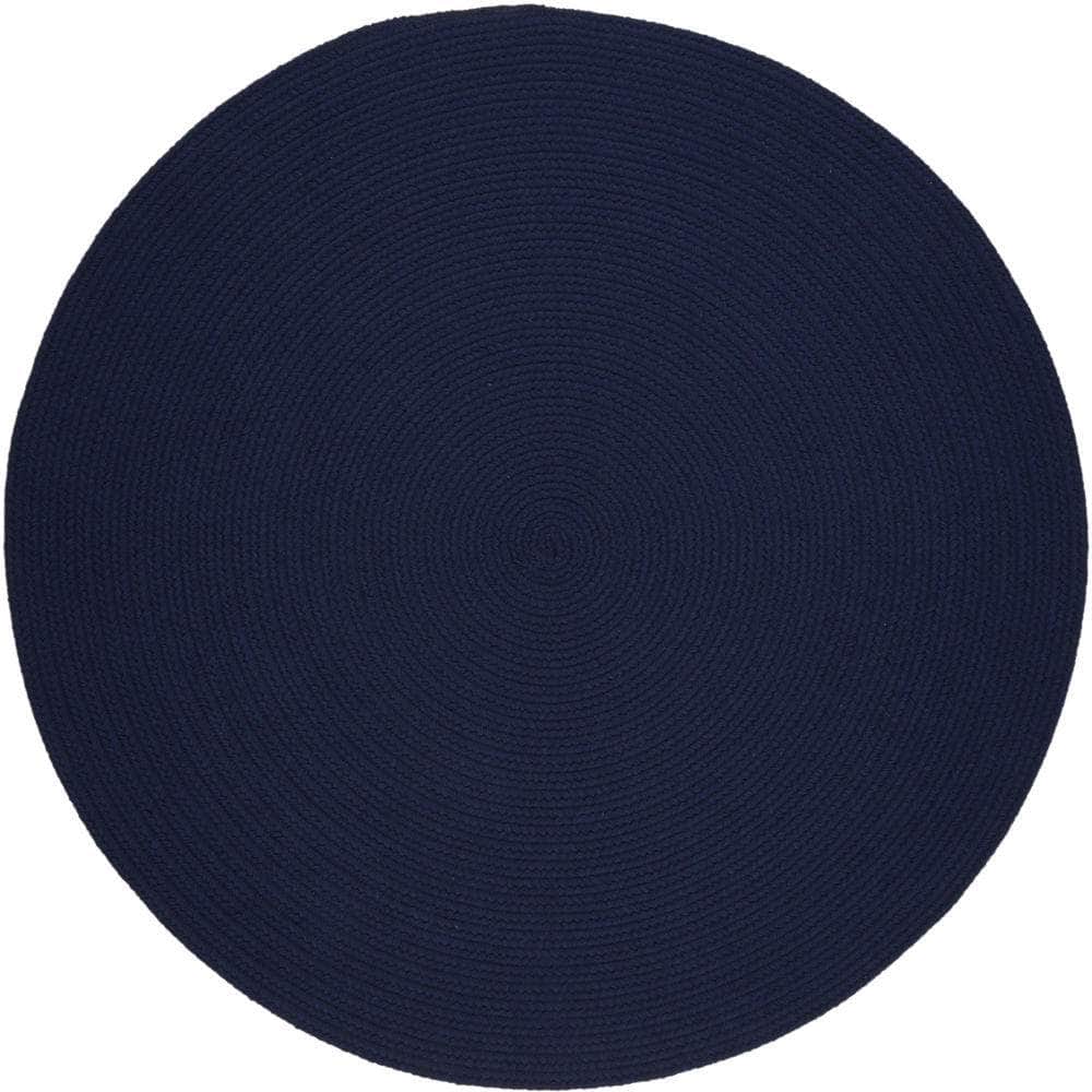 Pura Solid Soft Wool Braided Rug - Navy