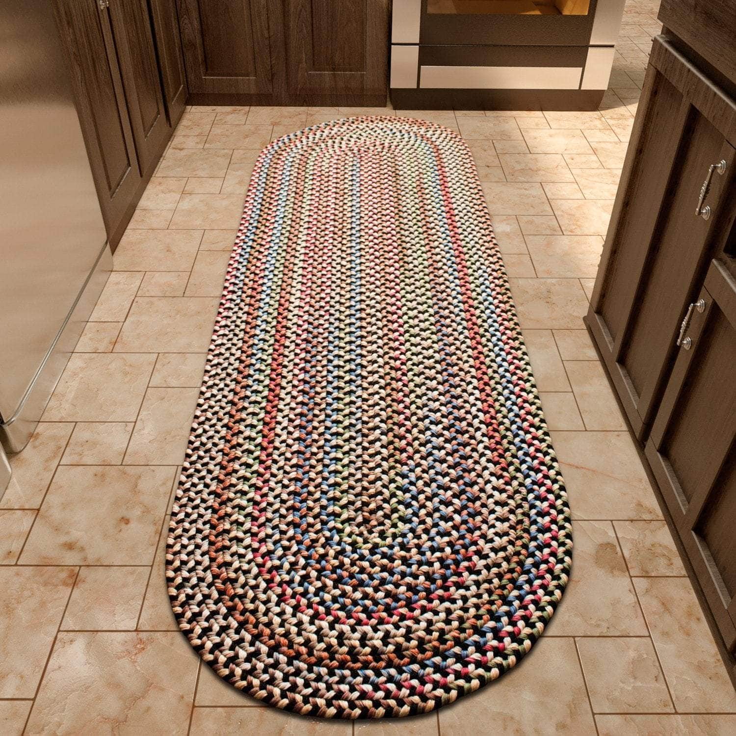 Roxbury Braided Rug for Indoor / Outdoor Use - Great for Kitchens, Patio or Deck - Soft Stain Resistant Yarn -Charcoal