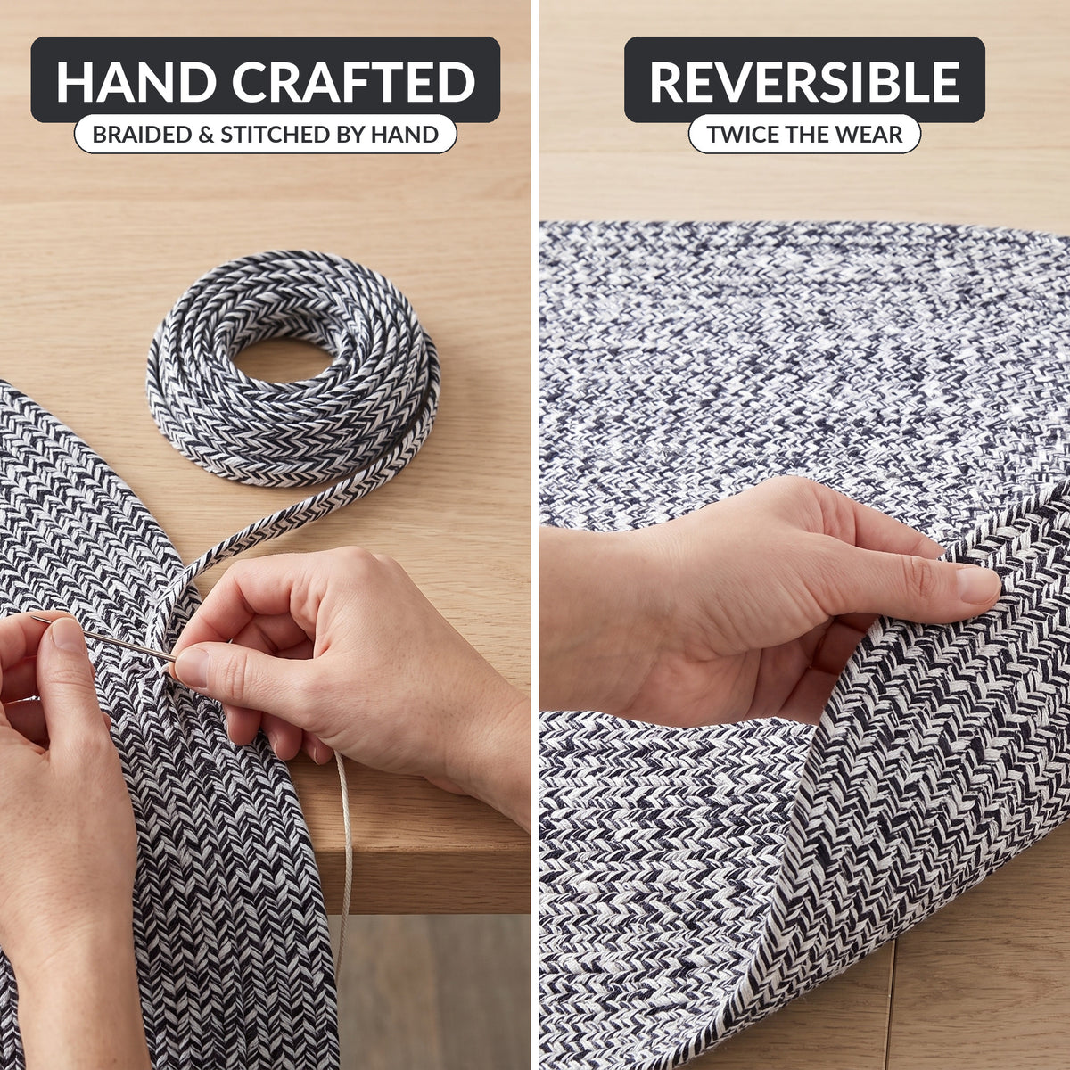 Rustica braided rug - hand crafted and reversible