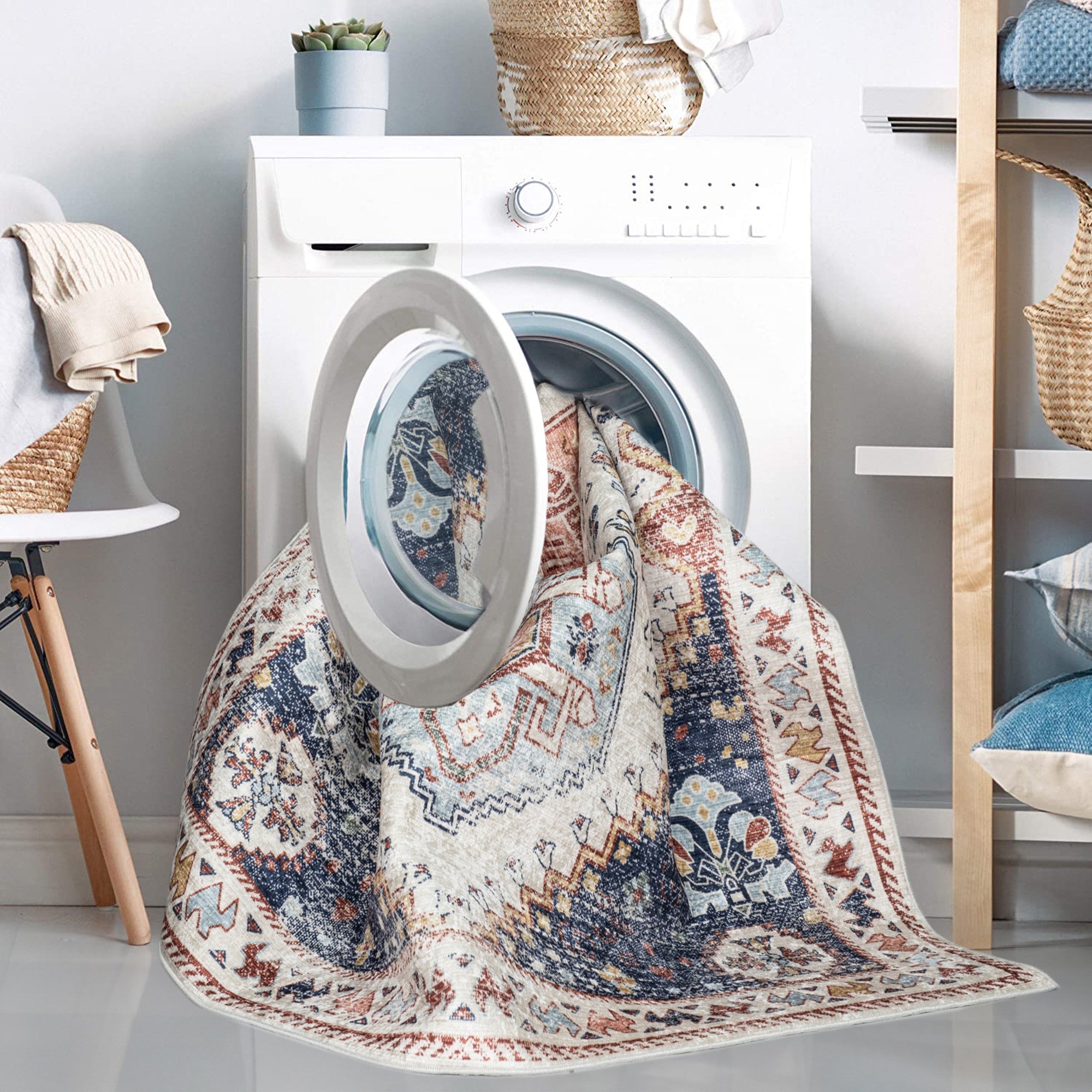Pastel Bursa machine washable area rug 2' x 3' - being cleaned