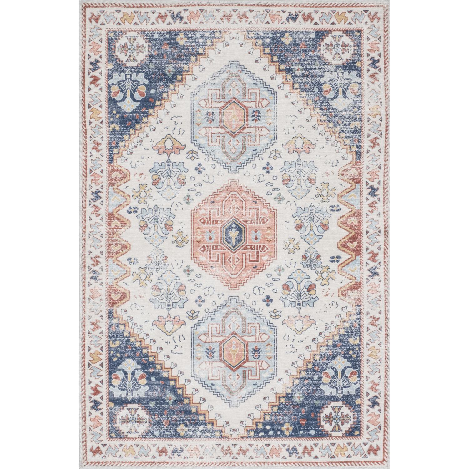 Pastel Bursa machine washable area rug 3' x 5' - flat overhead view