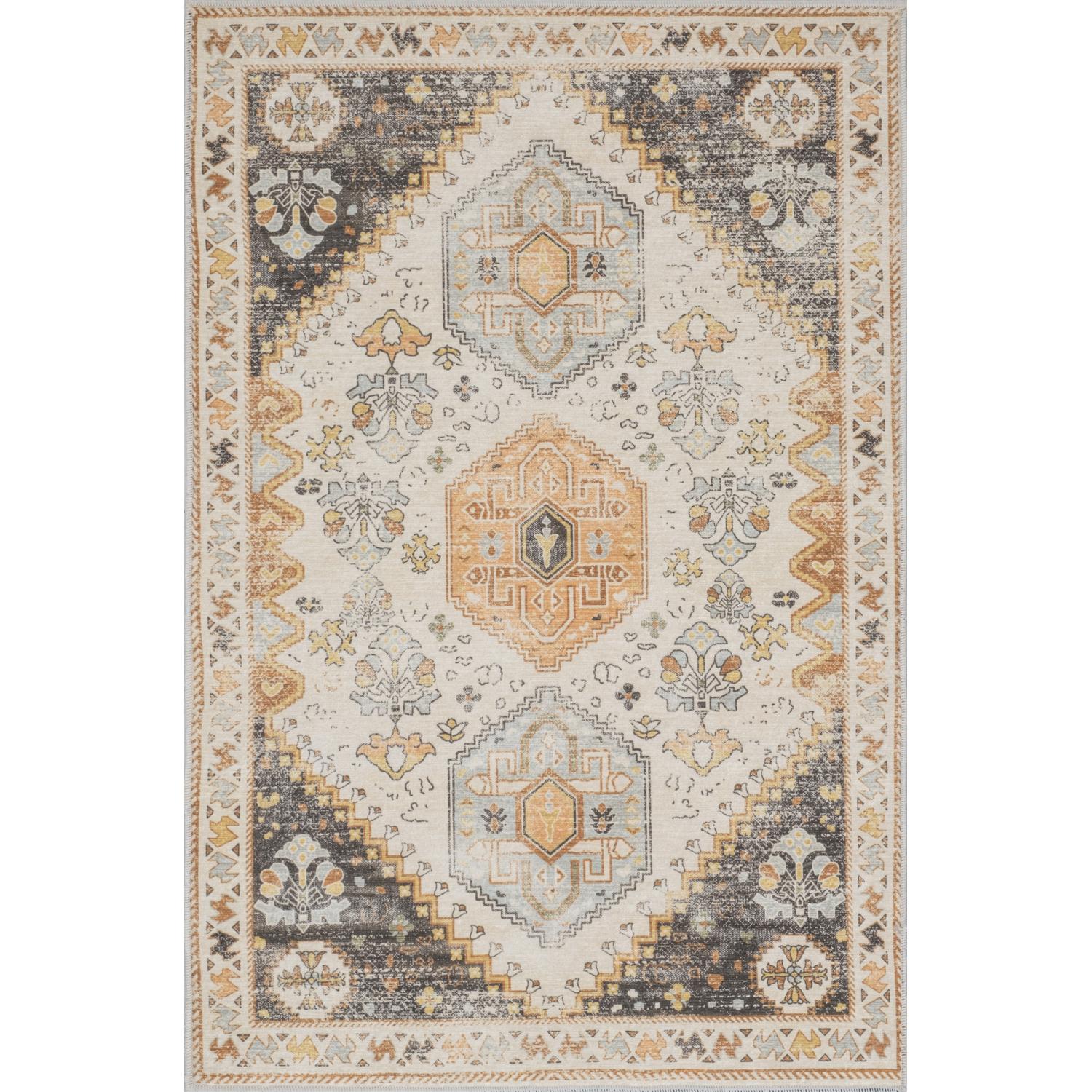 Olive Bursa machine washable area rug 3' x 5' - flat overhead view