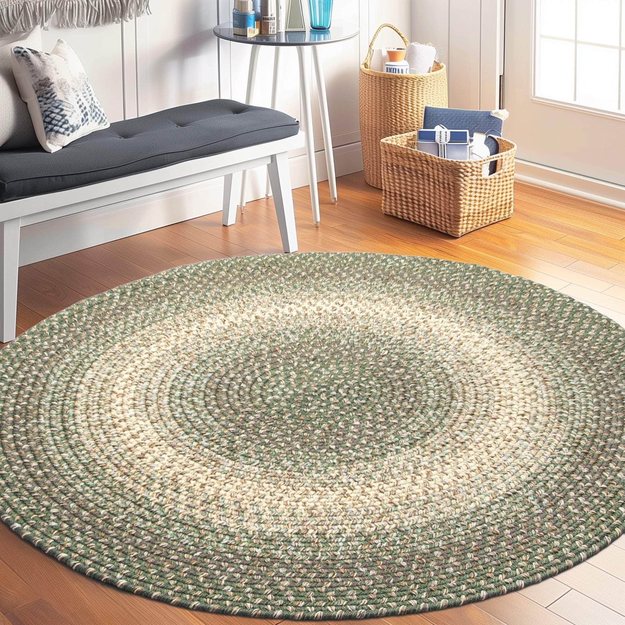 Ridgewood Forest Green Braided Rug – Made in the USA