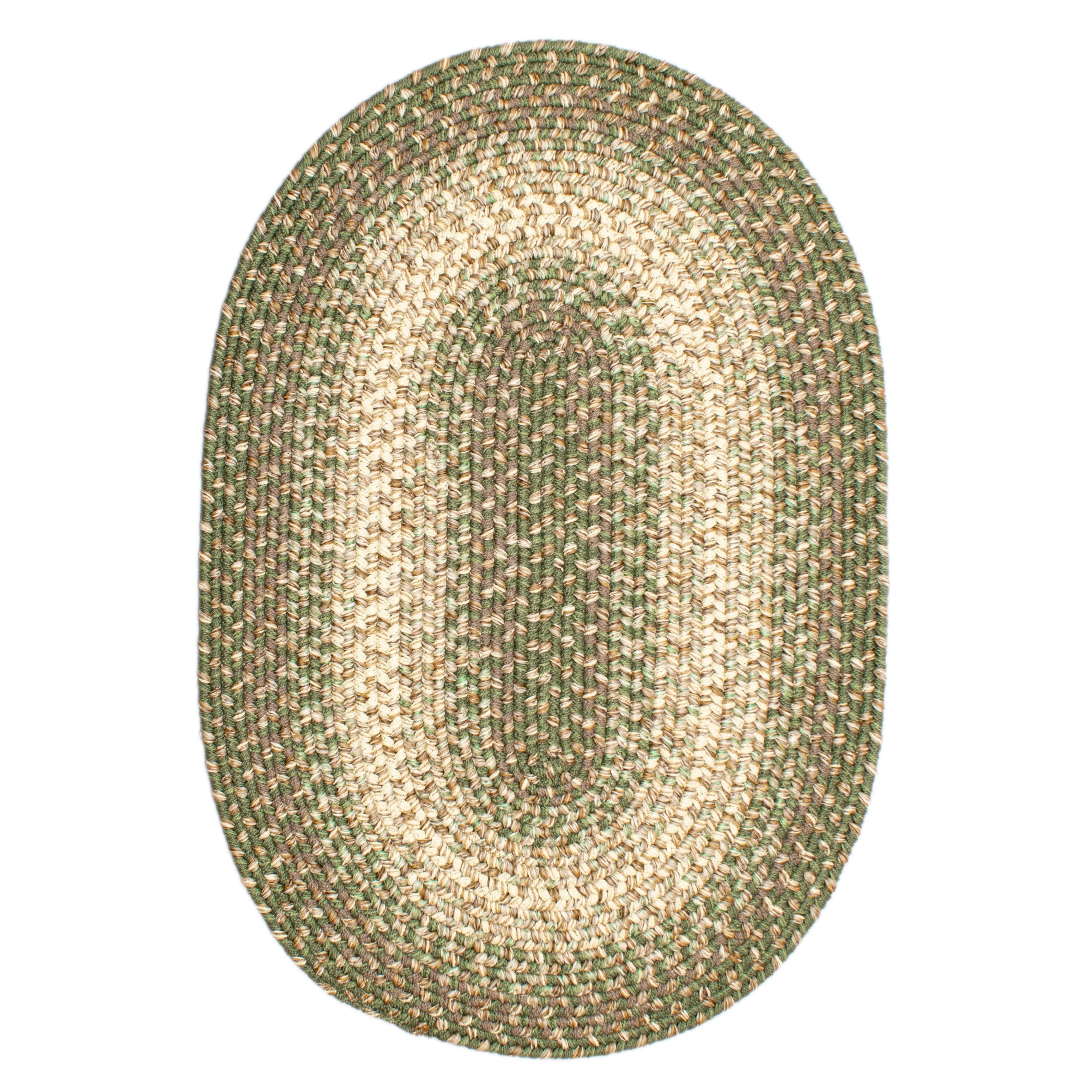 Green Braided Rug for Farmhouse Kitchens, Living Rooms & Interior Spaces - Made in USA - Premium Quality Ridgewood